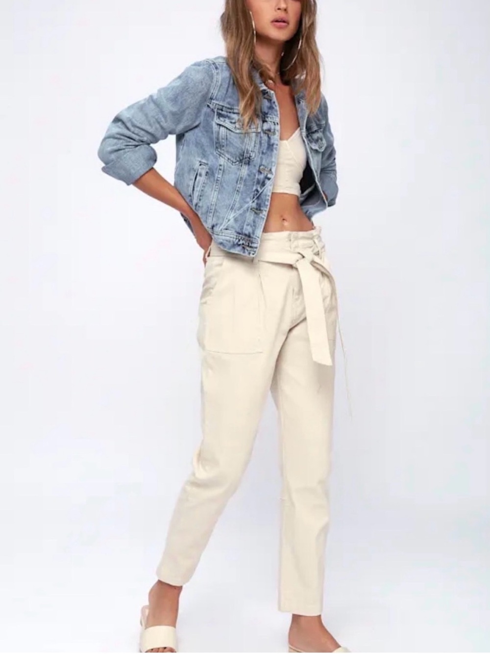 Free People Light Wash Cropped Denim Jacket - Picture 2 of 14